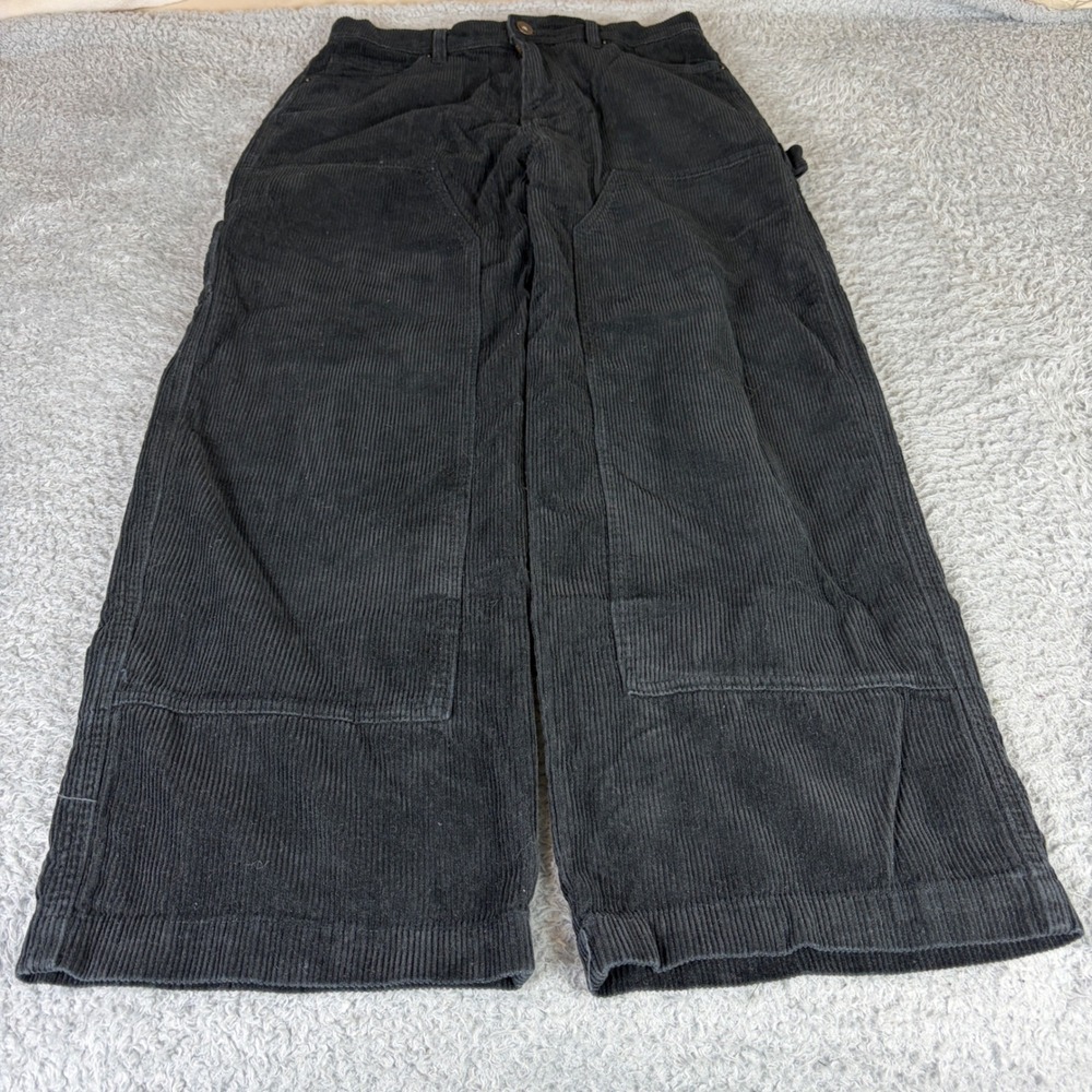 No Boundaries Mens Black Corduroy Carpenter Pants Wide Leg 32x31 Utility Pocket